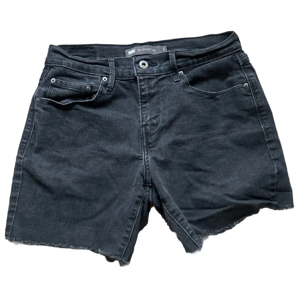 Levi's 505 Jean Shorts Women's 4 Cut-Off Black Casual Denim Frayed
